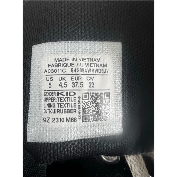 Converse Lugged Lift Platform Kids Sneakers Size 5 Black Canvas Hi Top Unisex - Picture 8 of 11